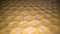 Wide angle macro shot of honeycomb wax. Abstract view of honey comb hexagon shape pattern