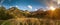 Wide angle panorama of autumnal mountain landscape