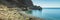 Wide angle panorama. Roque de Bonanza is one of the symbols of El Hierro island and its natives. Huge Rock sticking out of the