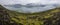 Wide angle panorama of small Icelandic town Pingeyri