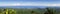 Wide Angle Panoramic Landscape View of Baracoa Bay and Atlantic Ocean Coastline from summit of El Yunque Mountain Cuba