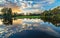 Wide Angle River Clouds Reflection