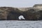 Wide angle shot of the Ballestas Islands showing the peculiar rocks in Paracas, Peru