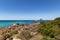 Wide angle shot of the beach of the Meelup Regional Park in Australia