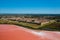 Wide angle shot of the city of Camarque in France in front of salt lakes