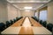 Wide angle shot of empty meeting conference room