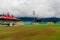 Wide angle shot of the famed dharamshala cricket stadium the worlds highest altitude stadium a tourism hotspot and landmark