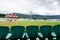 Wide angle shot of the famed dharamshala cricket stadium the worlds highest altitude stadium a tourism hotspot and landmark