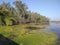 Wide angle shot of lotus valley, a water lake, pond near Indore India