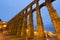 Wide angle shot of Roman Aqueduct in Segovia, Spain