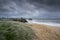 Wide angle shot of the Sunshine Coast of Queensland, Australia under a clouded sky