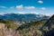 A wide-angle sunny,autumn midday view of snow coated Helmos mountain which located in Peloponnese. Grecce