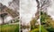 Wide angle upward view of Tour Eiffel as seen from surrounding g