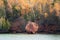 Wide angle view of the Apostle Islands Mainland Sea Caves near Meyers Beach during the fall