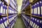 Wide angle view at archive room with papers documents and blueprints