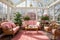 wide angle view of colonial revival sunroom