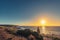 Wide  angle view of Hallett Cove Beach at sunset