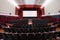 Wide angle view of the interior of a movie theatre