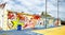 Wide Angle View of Mural at Grizzlies Community Court in Memphis, Tennessee.