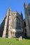 A wide-angle view of the North part of the Cathedral of Ely in Cambridgeshire, Norfolk, UK, with the external facade of Lady Chape