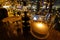 Wide angle view of restaurant table prepared for pizza