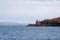 Wide angle view of Sand Island Lighthouse on the Apostle Islands National Lakeshore - Lake Superior Wisconsin