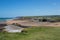 Wide angle view of sandy beaches on the north Cornish coast