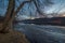 Wide angle view of the vast St. Croix River on a frosty winter sunset / early evening - river separating Wisconsin and Minnesota -