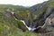 Wide angle view of Voringsfossen waterfalls Norway