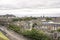 Wide angle viewing Edinburgh city and Arthur`s Seat from Edinburgh castle observation desc