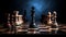 wide banner of chess pawns for concepts of challenge and critical decision and smart moves, Generative AI