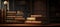 wide banner of old vintage library stack of antique books on old wooden table in fantasy medieval period with copyspace,