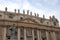 Wide Basilica of St Peter in Vatican City and the Statue of Sain