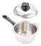 Wide black handle round stainless pot with floating cover