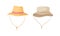 Wide-brimmed Felt or Cloth Hat with Ribbon Vector Set