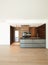 Wide brown kitchen in modern apartment