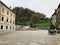 The wide courtyard in front of the Loka Castle uphill walkway in Slovenia.