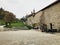 The wide courtyard in front of the Loka Castle uphill walkway in Slovenia.