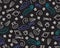 Wide Doodle seamless pattern Black Space Planet UFO rocket stars isolated on a black background