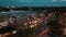 Wide Drone aerial shot of element downtown Naperville in night time. Naperville IL, USA. 28jul 2023