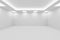 Wide empty white room with square ceiling lights