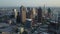 Wide high view of downtown and traffic in Dallas , camera rises up