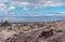 Wide landscape with car carcass, Historic Mining Park, Tonopah, NV, USA