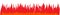 Wide and low vector fires background. Continuous, non-stop red flame. Blazing banner