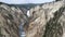 A wide morning view of upper yellowstone falls from artist point in yellowstone national park