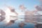 The wide ocean with sunshine going through the clouds, 3d rendering