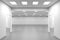 Wide open space hall, an empty symmetrical office interior