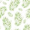 Wide palm leaves watercolor seamless pattern