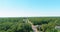 Wide panorama, aerial view with beautiful residential quarters and green streets in Monroe New Jersey USA