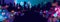 Wide panorama blurred street lights, urban abstract background. Effect vector beautiful background. Big city nightlife. Blur